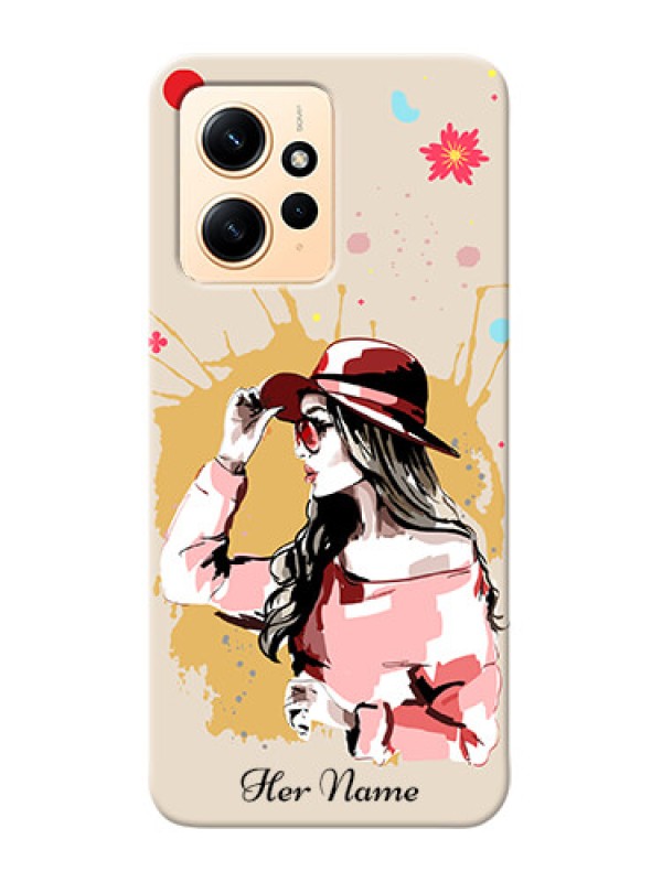 Custom Redmi Note 12 4G Photo Printing on Case with Women with pink hat Design