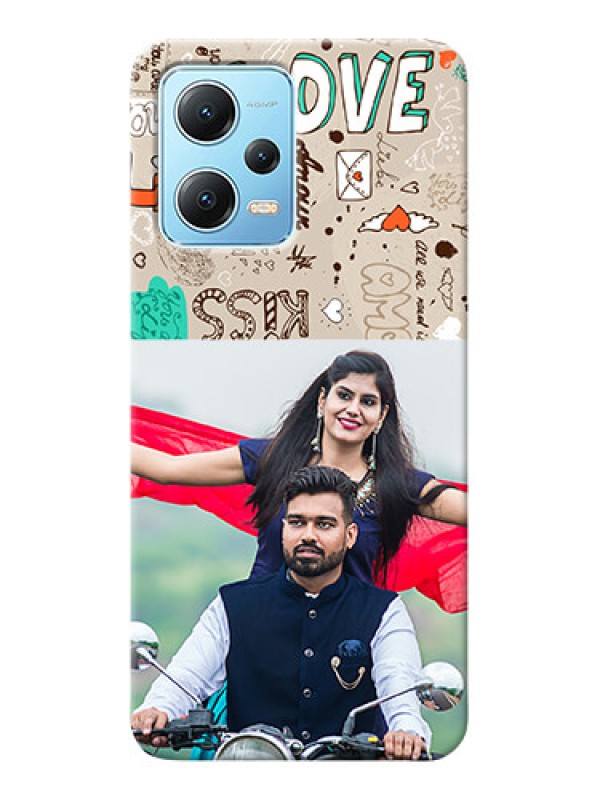 Custom Redmi Note 12 5G Personalised mobile covers: Love Doodle Pattern 