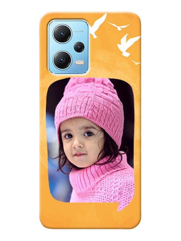 Custom Redmi Note 12 5G Phone Covers: Water Color Design with Bird Icons