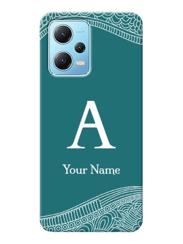 Custom Redmi Note 12 5G Mobile Back Covers: line art pattern with custom name Design