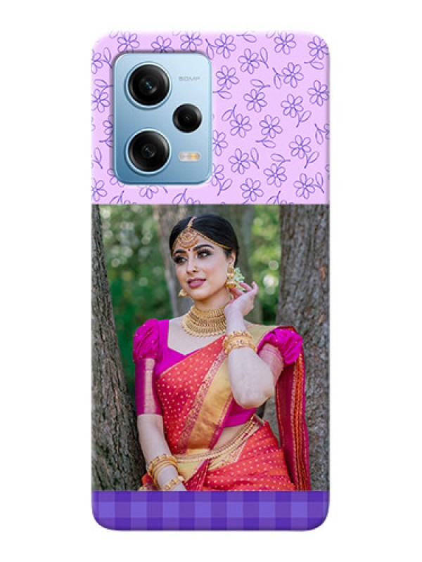 Custom Redmi Note 12 Pro 5G Mobile Cases: Purple Floral Design
