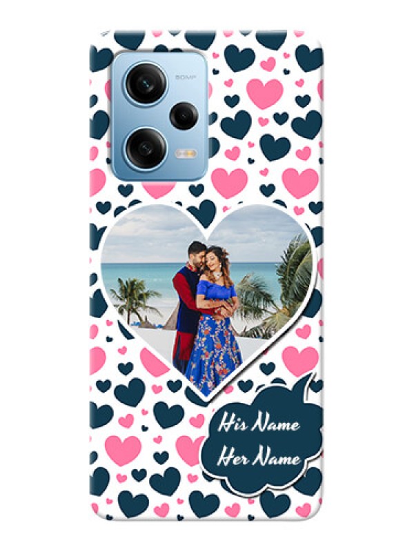 Custom Redmi Note 12 Pro 5G Mobile Covers Online: Pink & Blue Heart Design