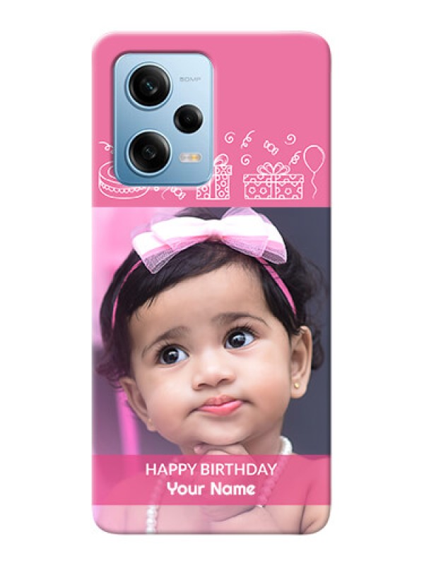 Custom Redmi Note 12 Pro 5G Custom Mobile Cover with Birthday Line Art Design
