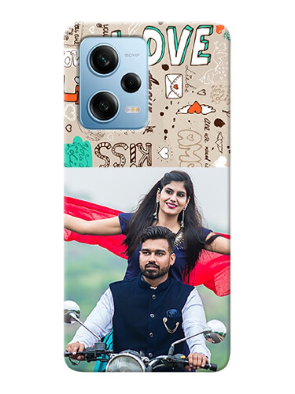 Custom Redmi Note 12 Pro 5G Personalised mobile covers: Love Doodle Pattern 