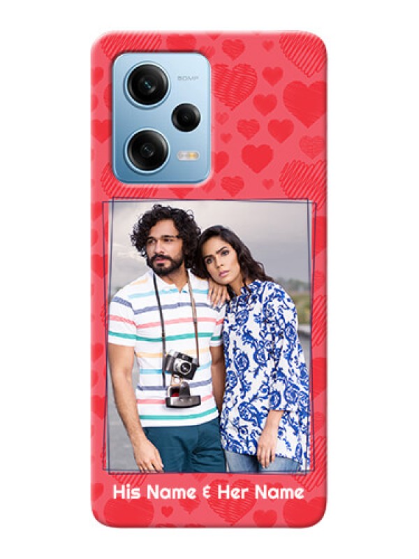Custom Redmi Note 12 Pro 5G Mobile Back Covers: with Red Heart Symbols Design