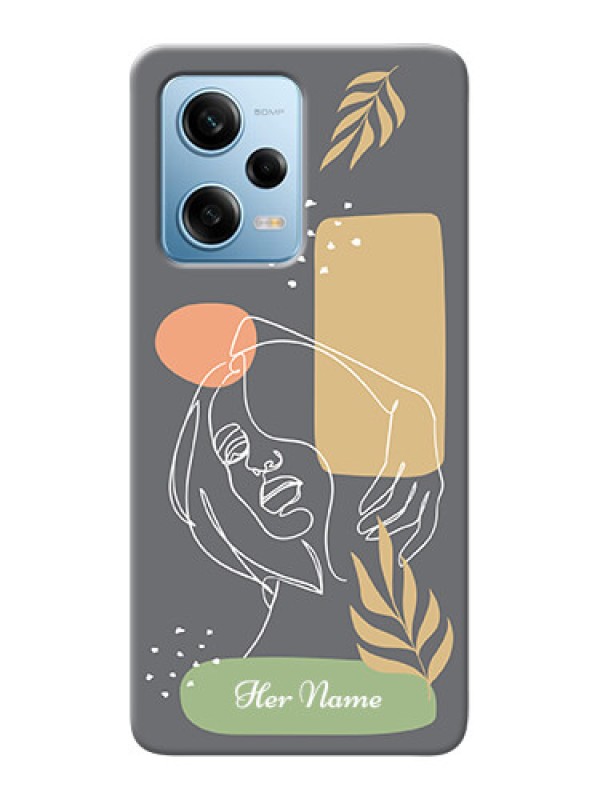 Custom Redmi Note 12 Pro 5G Phone Back Covers: Gazing Woman line art Design