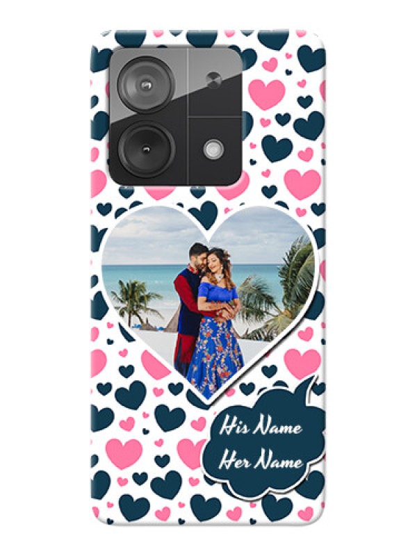 Custom Redmi Note 13 5G Mobile Covers Online: Pink & Blue Heart Design