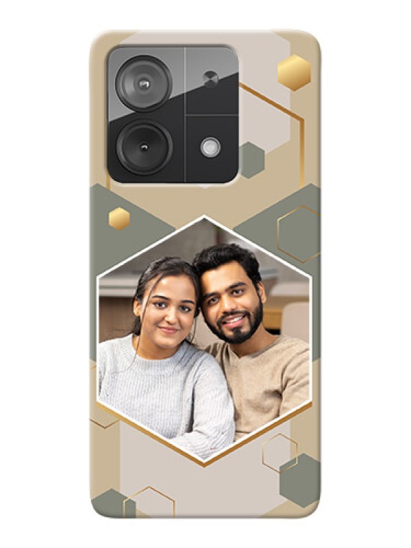 Custom Redmi Note 13 5G Photo Printing on Case with Stylish Hexagon Pattern Design