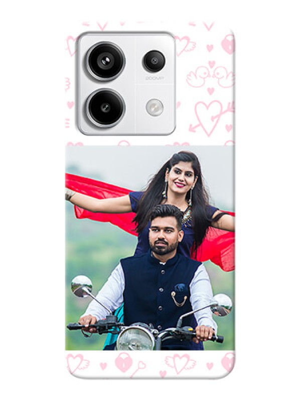 Custom Redmi Note 13 Pro 5G personalized phone covers: Pink Flying Heart Design