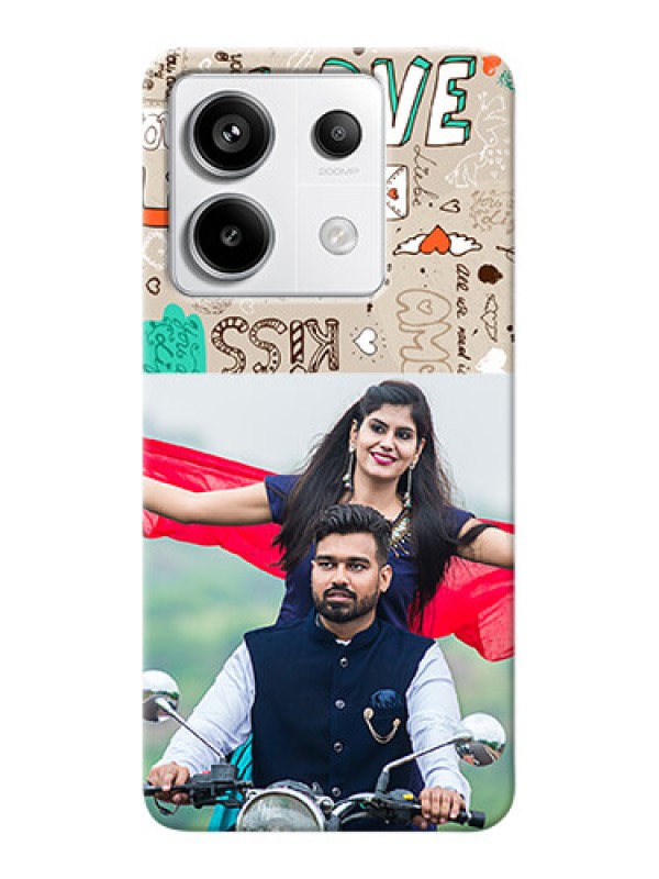Custom Redmi Note 13 Pro 5G Personalised mobile covers: Love Doodle Pattern