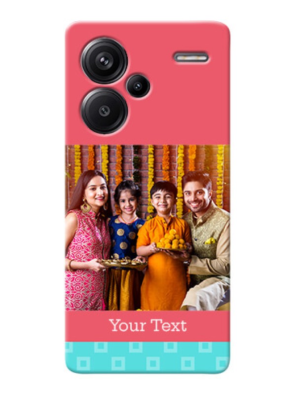 Custom Redmi Note 13 Pro Plus 5G Mobile Back Covers: Peach & Blue Color Design