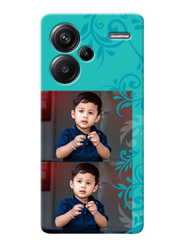 Custom Redmi Note 13 Pro Plus 5G Mobile Cases with Photo and Green Floral Design