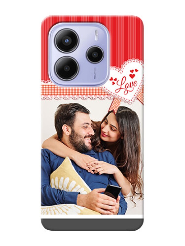Custom Redmi Note 14 5G phone cases online: Red Love Pattern Design