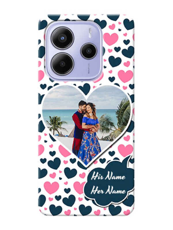 Custom Redmi Note 14 5G Mobile Covers Online: Pink And Blue Heart Design