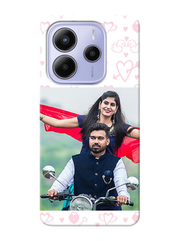 Custom Redmi Note 14 5G personalized phone covers: Pink Flying Heart Design