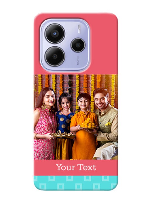 Custom Xiaomi Redmi Note 14 se Custom Hard Phone Case - Peach & Blue Color Design