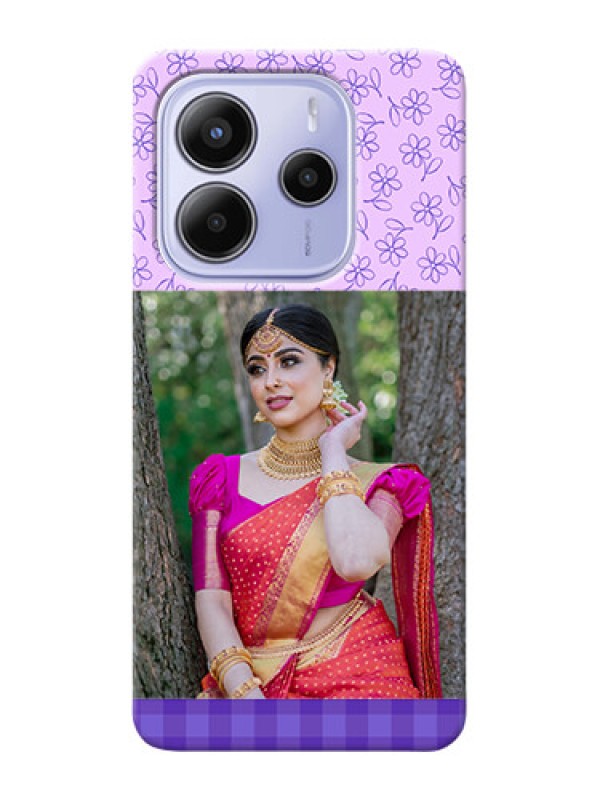 Custom Xiaomi Redmi Note 14 se Custom Hard Phone Case - Purple Floral Design