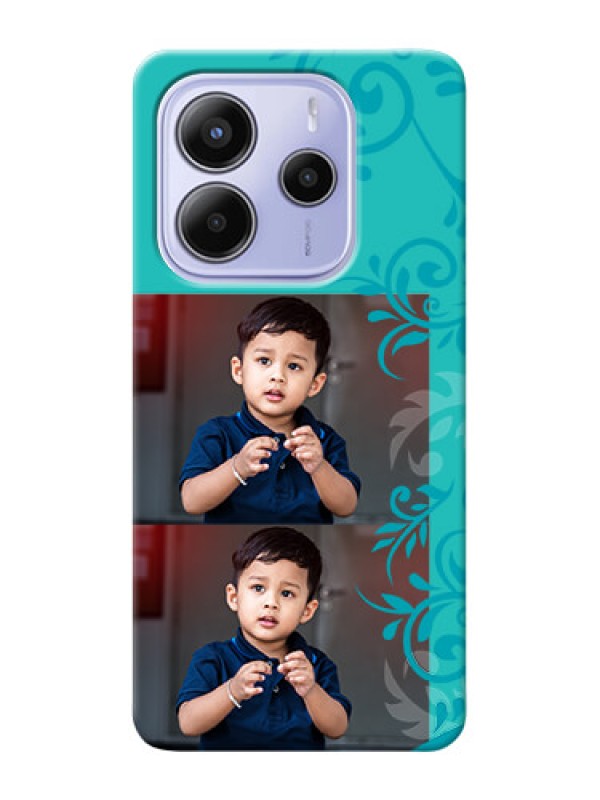 Custom Xiaomi Redmi Note 14 se Custom Hard Phone Case - With Photo And Green Floral Design