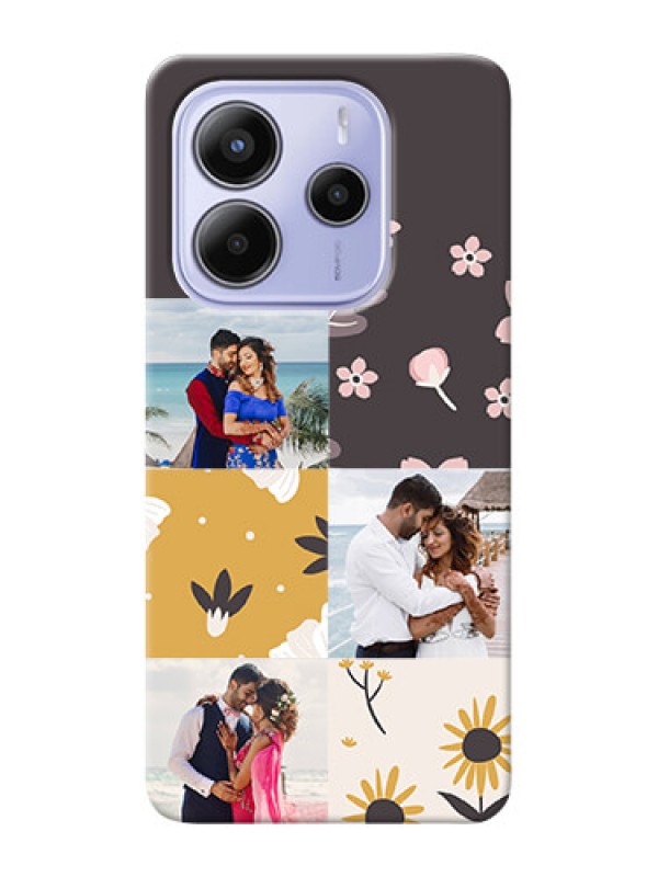 Custom Xiaomi Redmi Note 14 se Custom Hard Phone Case - 3 Images With Floral Design