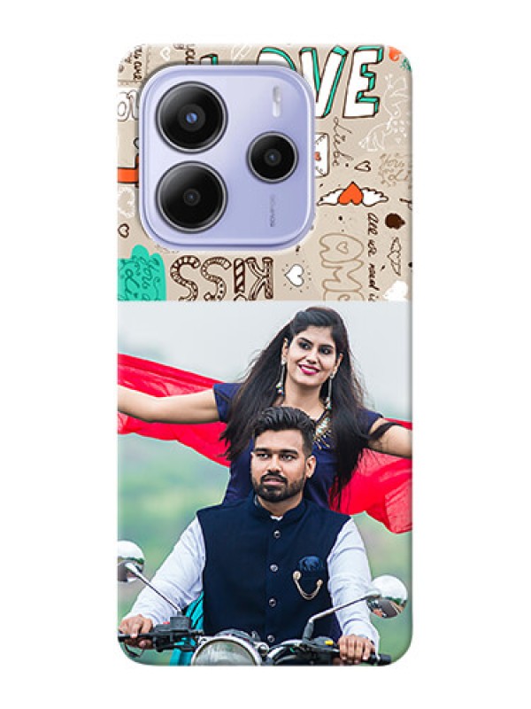 Custom Xiaomi Redmi Note 14 se Custom Hard Phone Case - Love Doodle Pattern