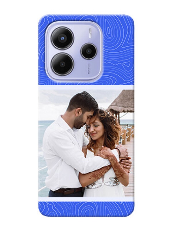 Custom Xiaomi Redmi Note 14 se Custom Hard Phone Case - Curved Line Art With Blue And White Design