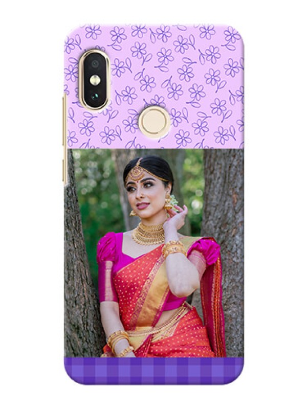 Custom Redmi Note 5 Pro Mobile Cases: Purple Floral Design