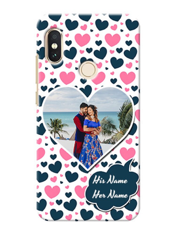Custom Redmi Note 5 Pro Mobile Covers Online: Pink & Blue Heart Design