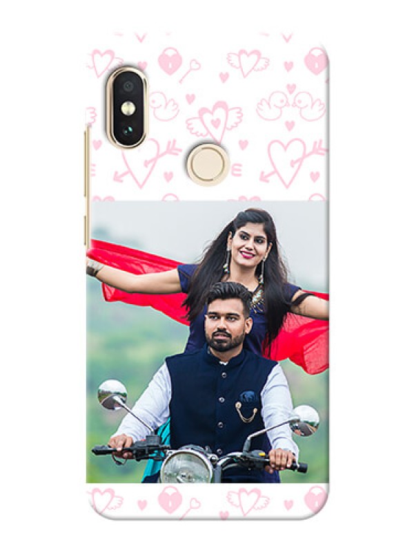 Custom Redmi Note 5 Pro personalized phone covers: Pink Flying Heart Design
