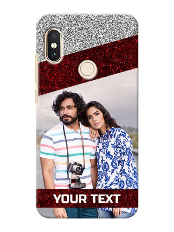 Custom Redmi Note 5 Pro Mobile Cases: Image Holder with Glitter Strip Design