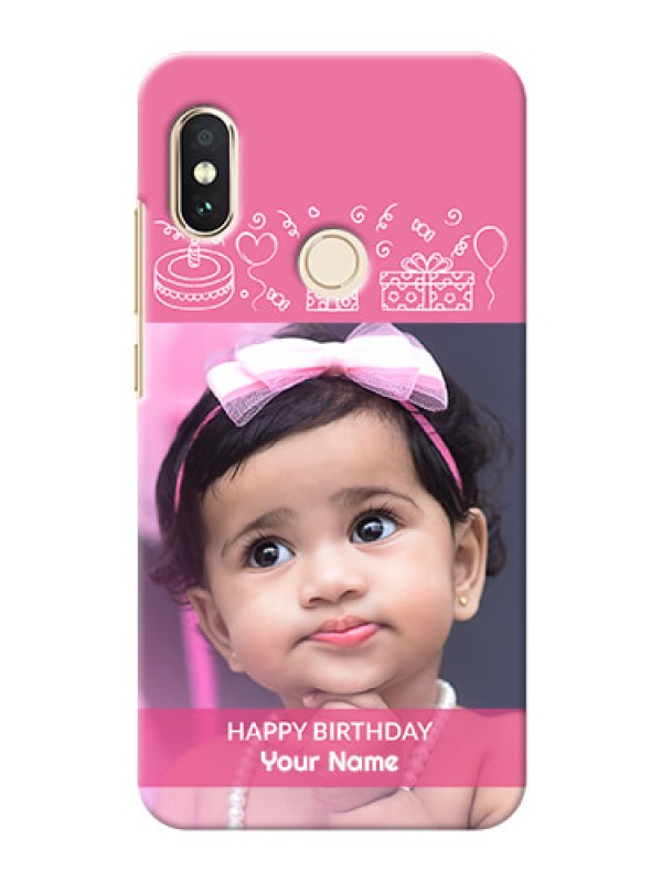 Custom Redmi Note 5 Pro Custom Mobile Cover with Birthday Line Art Design
