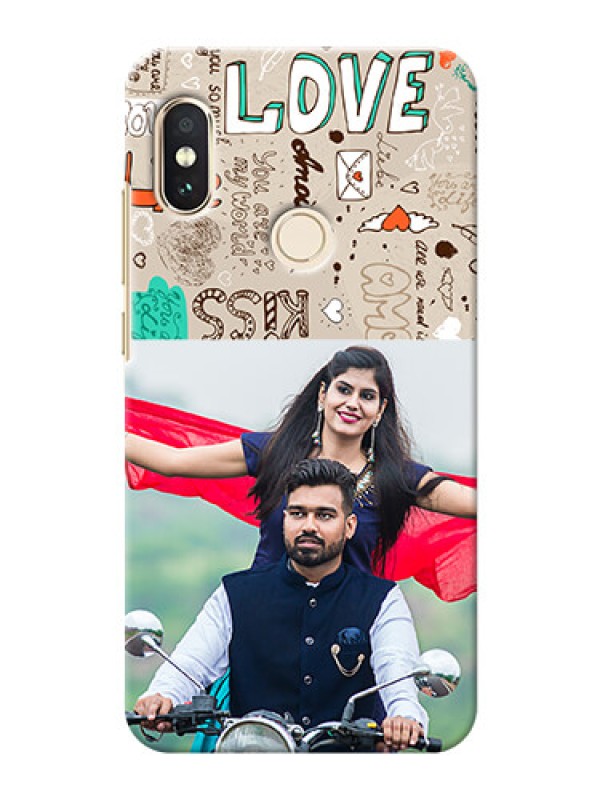 Custom Redmi Note 5 Pro Personalised mobile covers: Love Doodle Pattern 