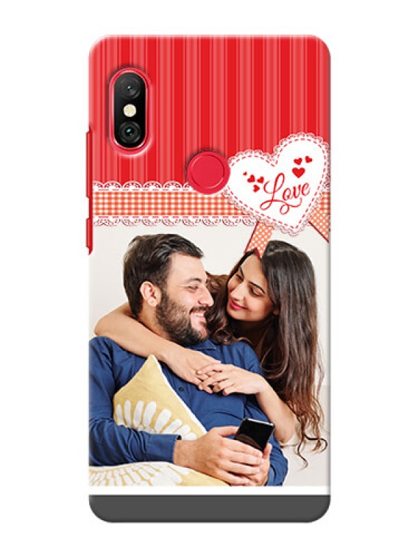 Custom Redmi Note 6 Pro phone cases online: Red Love Pattern Design