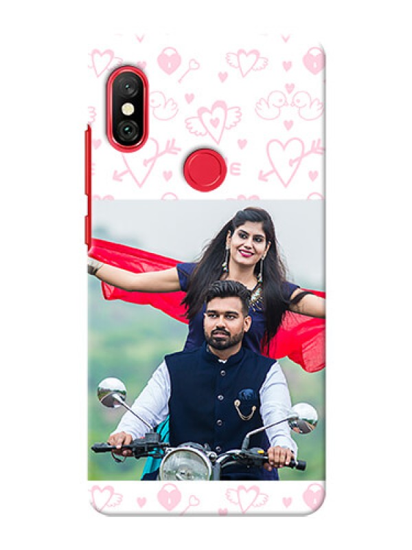 Custom Redmi Note 6 Pro personalized phone covers: Pink Flying Heart Design