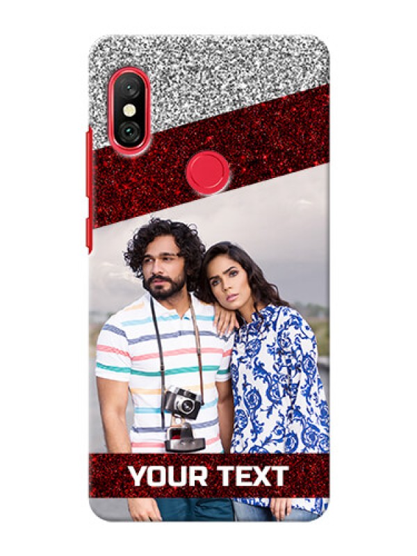 Custom Redmi Note 6 Pro Mobile Cases: Image Holder with Glitter Strip Design