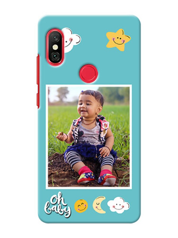 Custom Redmi Note 6 Pro Personalised Phone Cases: Smiley Kids Stars Design