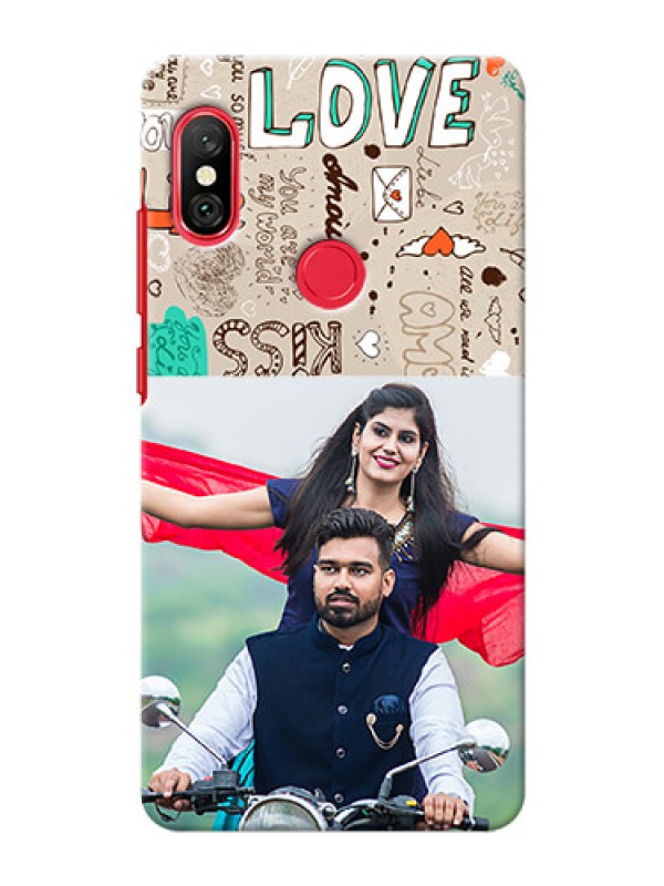 Custom Redmi Note 6 Pro Personalised mobile covers: Love Doodle Pattern 