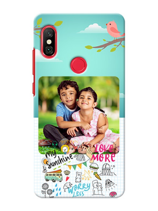 Custom Redmi Note 6 Pro phone cases online: Doodle love Design