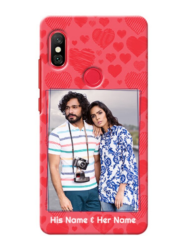 Custom Redmi Note 6 Pro Mobile Back Covers: with Red Heart Symbols Design