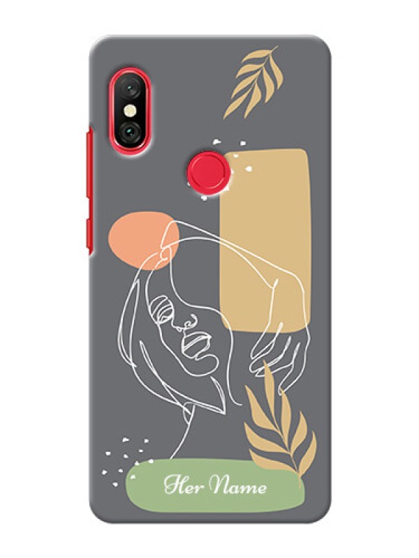 Custom Redmi Note 6 Pro Phone Back Covers: Gazing Woman line art Design