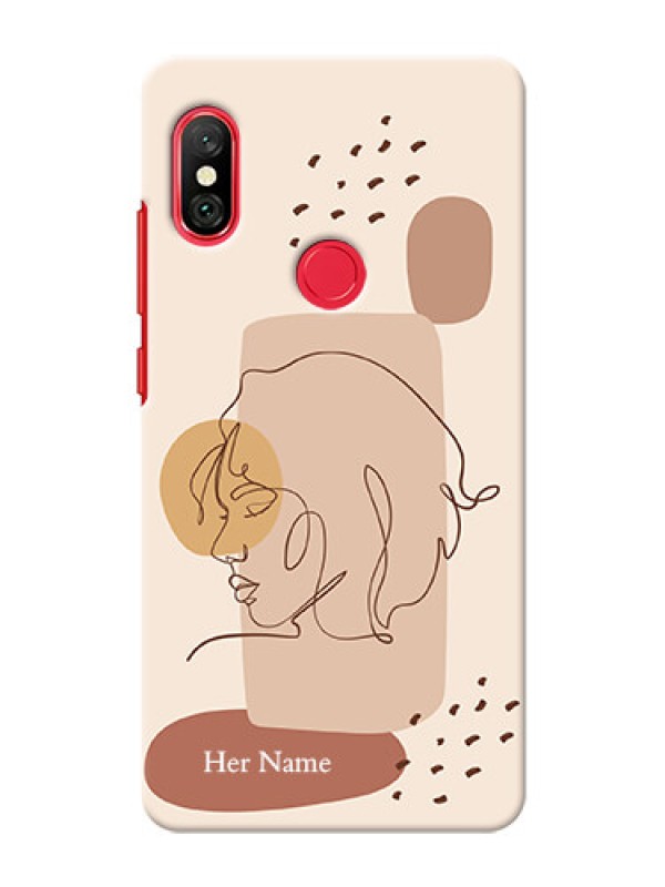 Custom Redmi Note 6 Pro Custom Phone Covers: Calm Woman line art Design