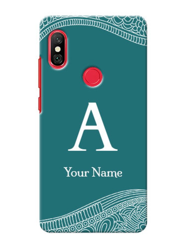 Custom Redmi Note 6 Pro Mobile Back Covers: line art pattern with custom name Design