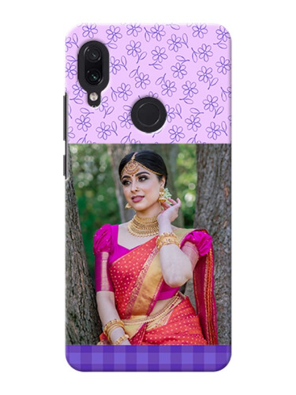 Custom Redmi Note 7 Pro Mobile Cases: Purple Floral Design