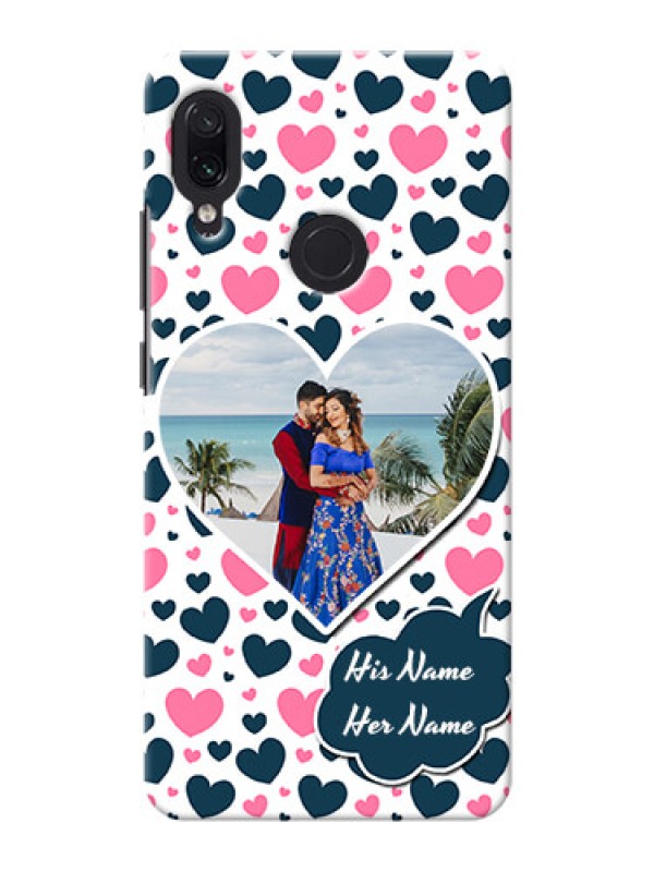 Custom Redmi Note 7 Pro Mobile Covers Online: Pink & Blue Heart Design