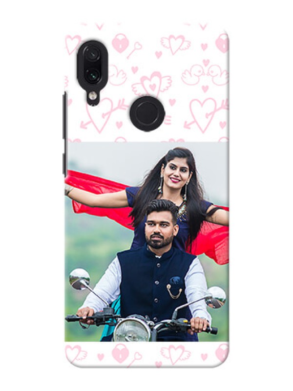 Custom Redmi Note 7 Pro personalized phone covers: Pink Flying Heart Design