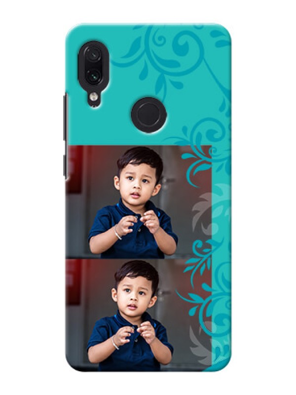 Custom Redmi Note 7 Pro Mobile Cases with Photo and Green Floral Design 