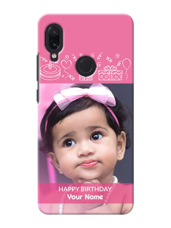 Custom Redmi Note 7 Pro Custom Mobile Cover with Birthday Line Art Design
