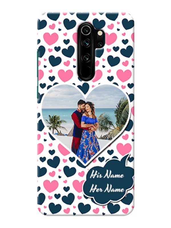 Custom Redmi Note 8 Pro Mobile Covers Online: Pink & Blue Heart Design