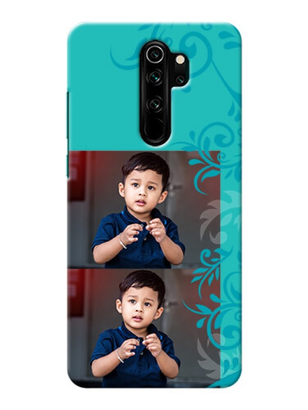 Custom Redmi Note 8 Pro Mobile Cases with Photo and Green Floral Design 