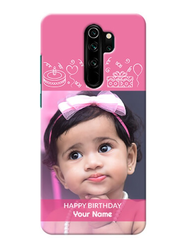 Custom Redmi Note 8 Pro Custom Mobile Cover with Birthday Line Art Design