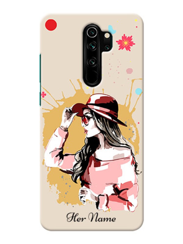 Custom Redmi Note 8 Pro Back Covers: Women with pink hat Design